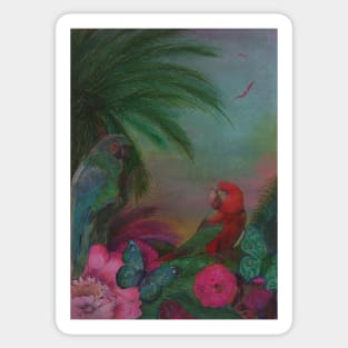 RAINBOW TROPICAL PARROT MACAW DECO POSTER ART PRINT PALM EXOTIC DESIGN BIRDS Sticker